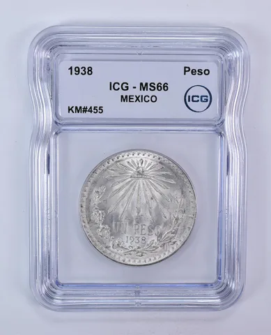 1938 Mexico Peso KM#455 MS66 ICG