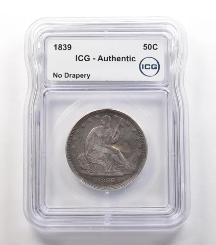 1839 Seated Liberty Half Dollar No Drapery Authentic ICG *5569
