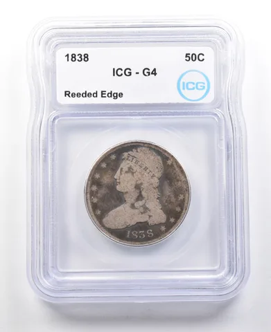 1838 Capped Bust Half Dollar Reeded Edge G4 ICG *3098