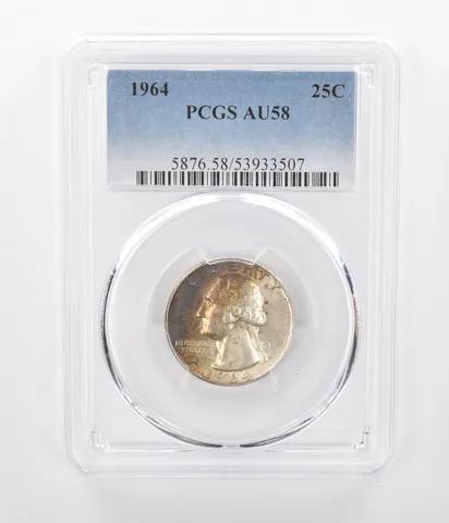 1964 Washington Quarter AU58 PCGS Beautiful Tone a1085