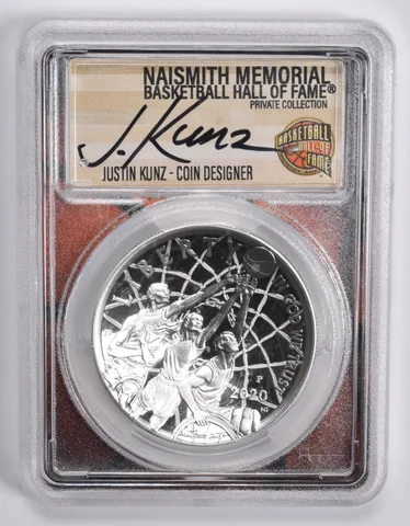 2020-P JUSTIN KUNZ SIGNED Basketball HOF Commemorative Dollar PR70 PCGS