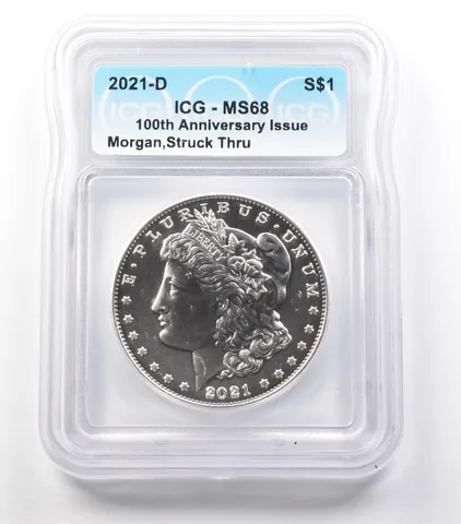 ERROR 2021-D Morgan Silver Dollar Struck Thru MS68 ICG *3655
