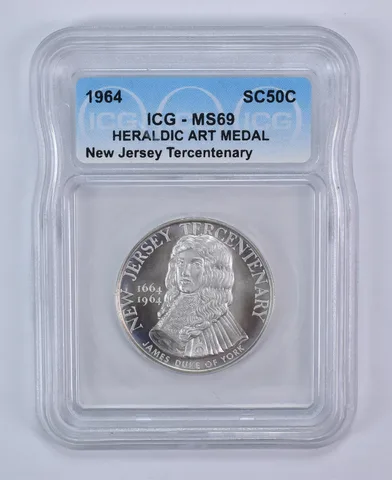 1964 So Called Half Dollar New Jersey Tercentenary MS69 ICG