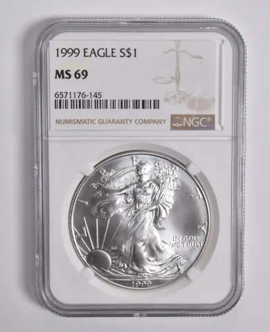 1999 American Silver Eagle MS69 NGC Brown Label