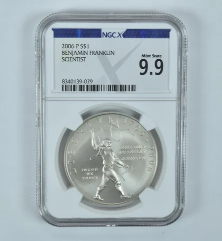 2006-P Franklin Scientist Commemorative Silver Dollar Mint State 9.9 NGC X NGCX