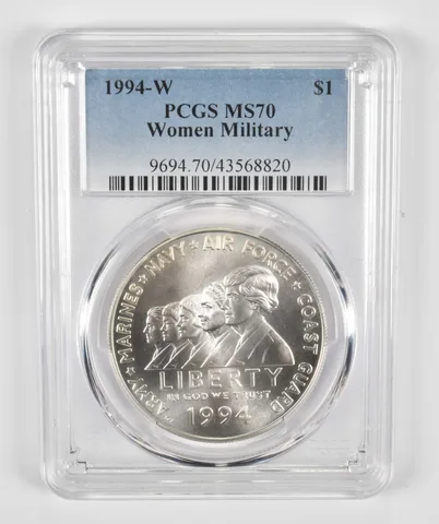1994-W Women Military Commemorative Silver Dollar MS70 PCGS Blue Label