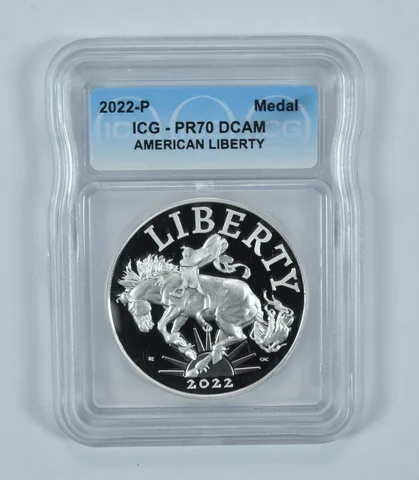 2022-P Medal American Liberty Bronco PR70 DCAM ICG