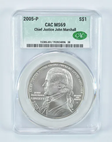 2005-P John Marshall Commemorative Silver Dollar MS69 CAC CACg