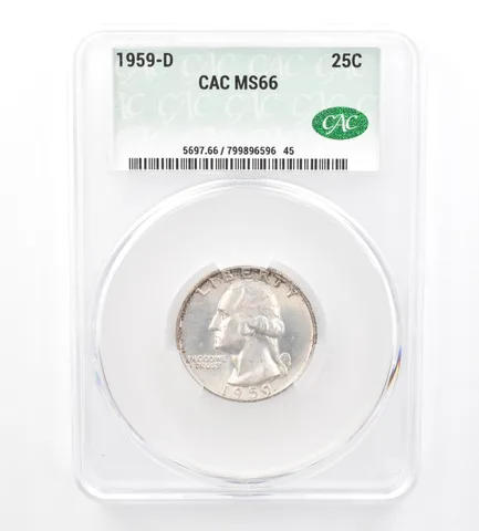 1959-D Washington Quarter MS66 CAC CACg Beautiful Tone *1742
