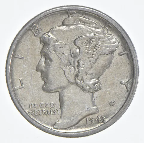1943-S Mercury Dime 90% Silver AU Almost Unc
