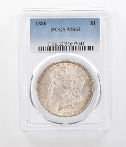 1886 Morgan Silver Dollar MS62 PCGS Beautiful Tone a1184