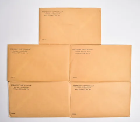 Lot (5) OGP 1960 US Mint Proof Set Envelopes - Empty - NO COINS