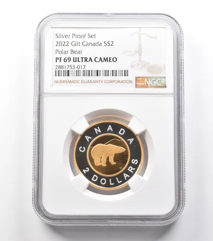 2022 Canada 2 Dollars Gilt Silver Proof Set Polar BEar PF69 UCAM NGC *9902