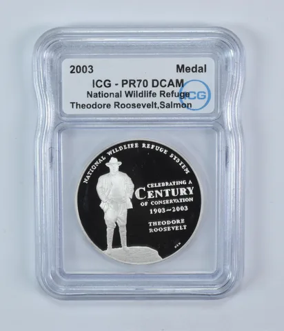 2003 National Wildlife Refuge Silver Medal Salmon PR70 DCAM ICG