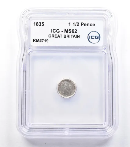 1835 Great Britain 1 1/2 Pence KM#719 MS62 ICG *1805