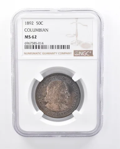1892 Columbian Exposition Commemorative Half Dollar MS62 NGC TONED *2562