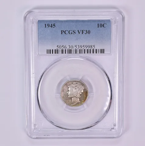 1945 Mercury Dime VF30 PCGS Beautiful Tone *1538