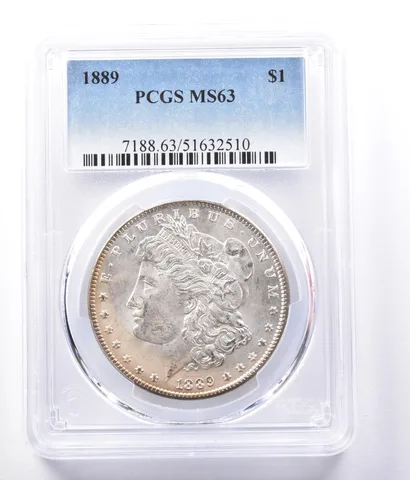 1889 Morgan Silver Dollar MS63 PCGS Reverse Toned *9370