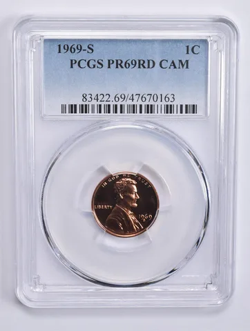 1969-S Lincoln Memorial Cent PR69 RD CAM PCGS Blue Lbl