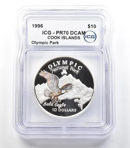1996 Cook Islands 10 Dollars Silver Olympic Park PR70 DCAM ICG a3681