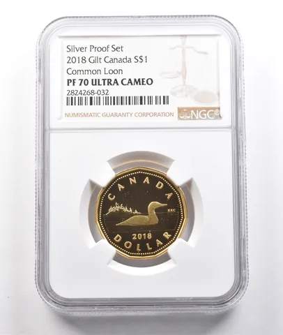 2018 Canada Silver Dollar Gilt Common Loon Silver Proof Set PF70 UCAM NGC *3776