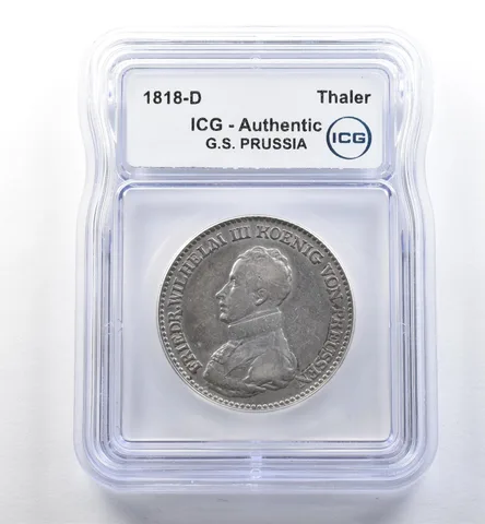 1818 D German States Prussia Thaler Authentic ICG *2587