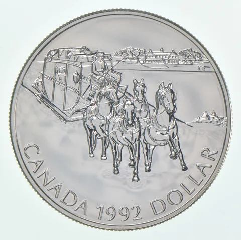 1992 Canada .925 Silver Canadian Silver Dollar - Kingston Stagecoach