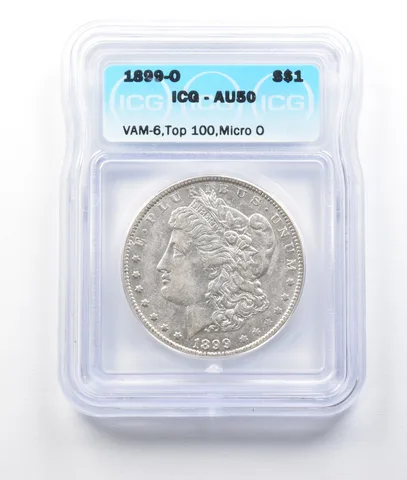 1899-O Morgan Silver Dollar AU50 ICG *7958