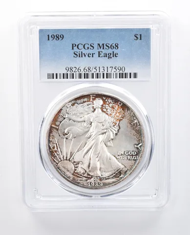 1989 American Silver Eagle MS68 PCGS Peripheral Tone *8195