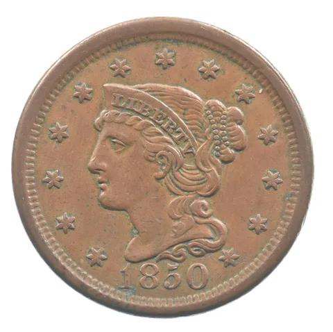 1850 Braided Hair Large Cent *7673