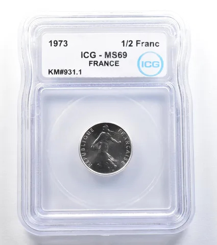 1973 France 1/2 Franc KM#931.1 MS69 ICG *7931