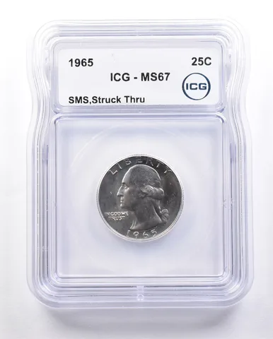 1965 Washington Quarter ERROR SMS Struck Thru MS67 ICG
