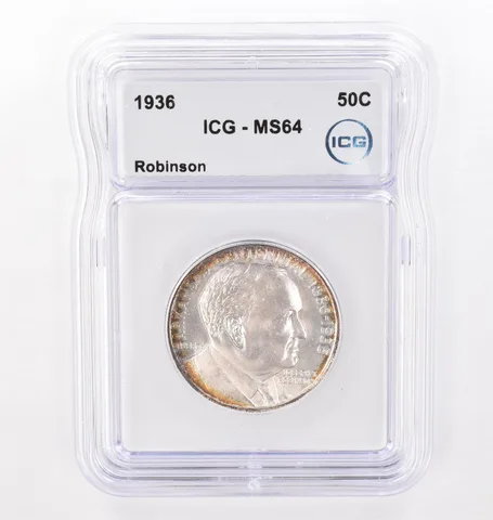 1936 Robinson Commemorative Half Dollar MS64 ICG Peripheral Tone *4304