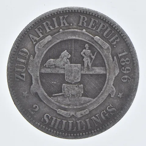 SILVER - WORLD Coin - 1896 South Africa 2 Shillings - World Silver Coin *849