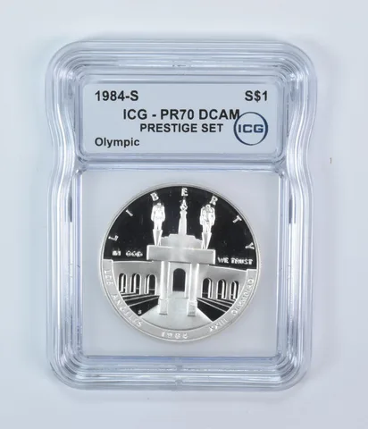 1984-S Olympics Commemorative Silver Dollar Prestige Set PR70 DCAM ICG