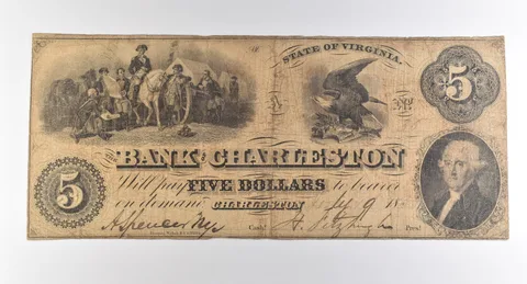 1830s $5 Charleston VA Bank Of Charleston Obsolete Note *3839
