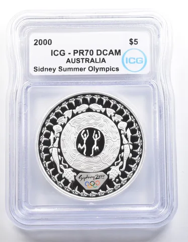 2000 Australia 5 Dollars Sydney Summer Olympics Dreaming Festival PR70 ICG a4067