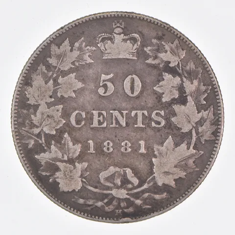 Better Date - 1881 Canada 50 Cents World Coin- Silver *477