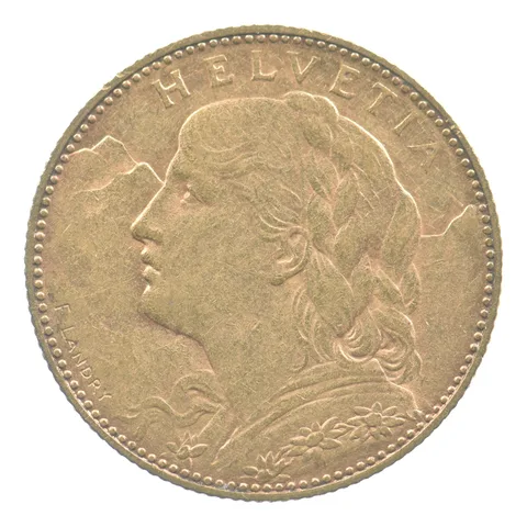 1916 B Switzerland 10 Francs Gold *5072