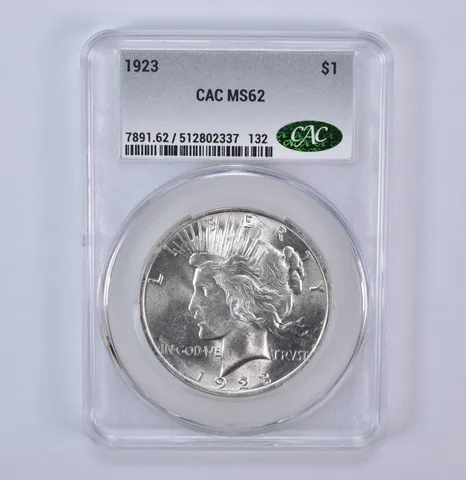 1923 Peace Silver Dollar MS62 CAC CACg