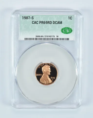 1987-S Lincoln Memorial Cent PR69 RD DCAM CAC CACg