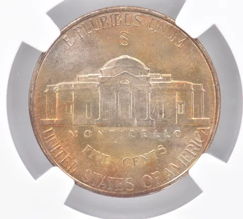 1943-S Jefferson Nickel MS67 NGC Beautiful Tone Reverse *2557
