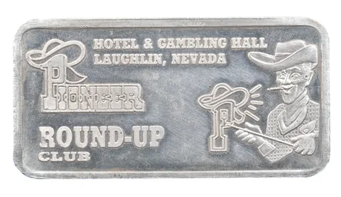 5 Troy Oz Silver Bar Pioneer Round-Up Club Laughlin NV *2090