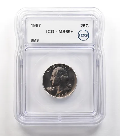 1967 Washington Quarter SMS MS69+ ICG a6716