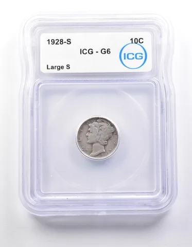 1928-S Mercury Dime Large S G6 ICG *9874