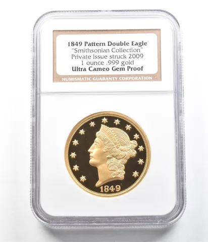 1849 Pattern Double Eagle Smithsonian Struck 2009 1 Oz Gold Gem Proof NGC *5125