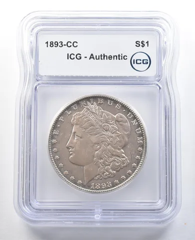 1893-CC Morgan Silver Dollar Authentic ICG *3333
