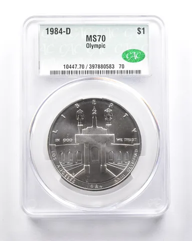 MS70 1984-D Olympic Coliseum Commemorative Dollar CAC CACG *6284