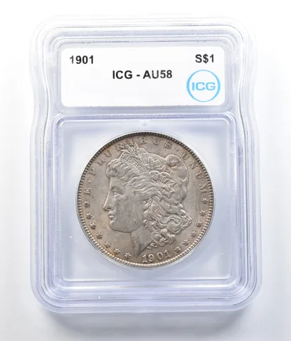 1901 Morgan Silver Dollar AU58 ICG *7835