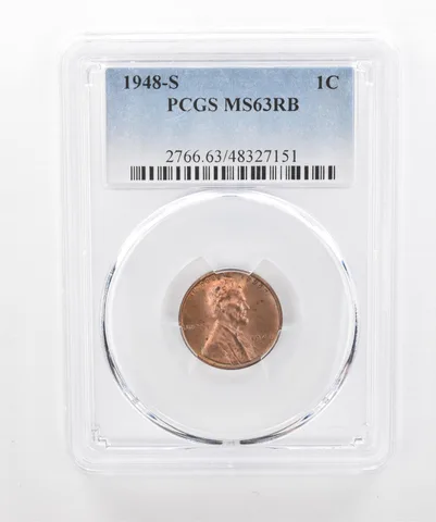 1948-S Lincoln Wheat Cent MS63 RB PCGS Beautiful Tone *3024